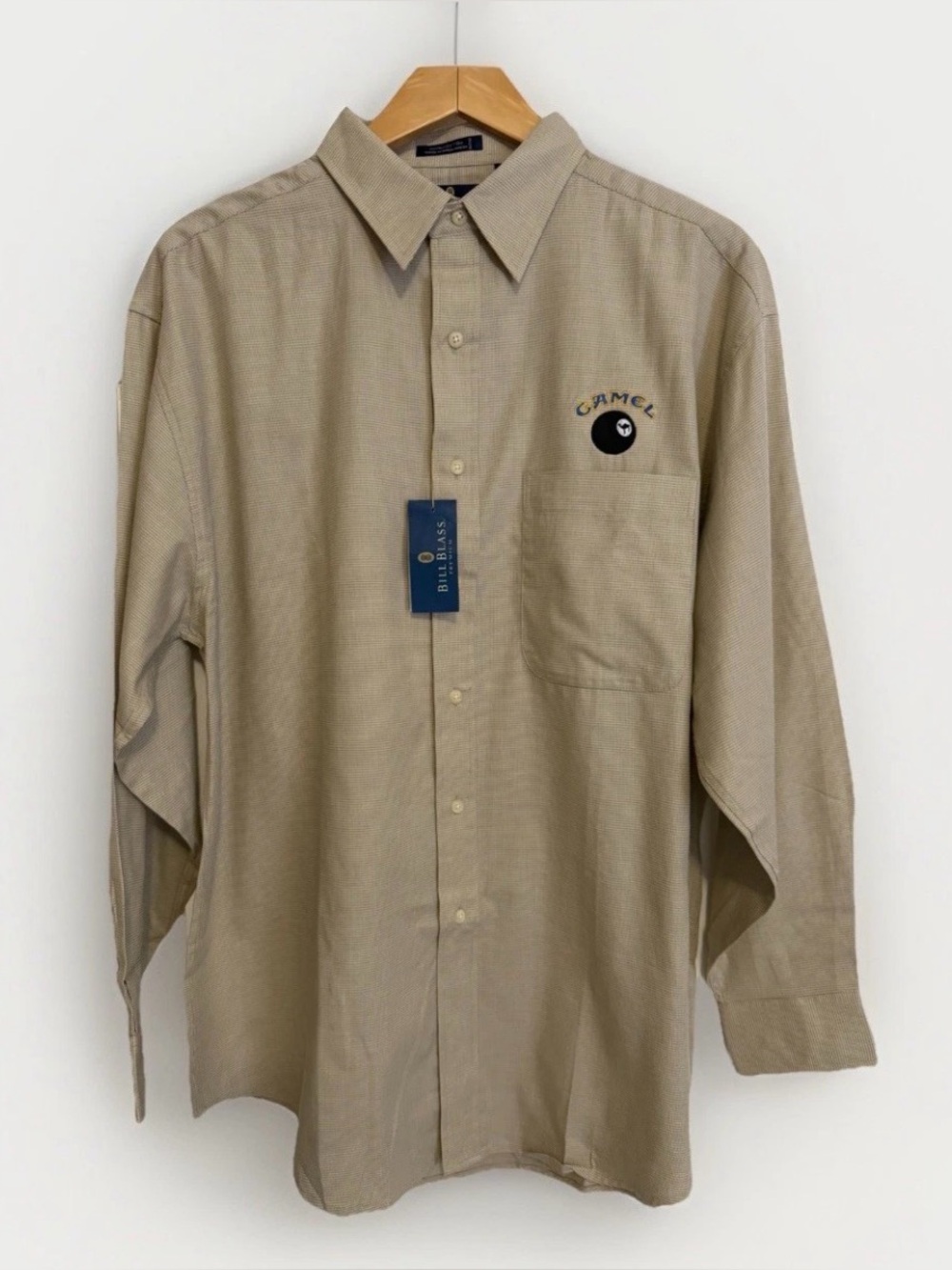 Bill Blass Premium Blue Label Long Sleeve Button Down Shirt Camel Promo Sz large